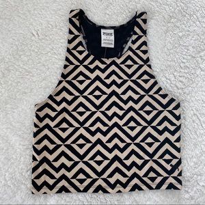 NWT VS Pink Black and White Racer Back Crop Top